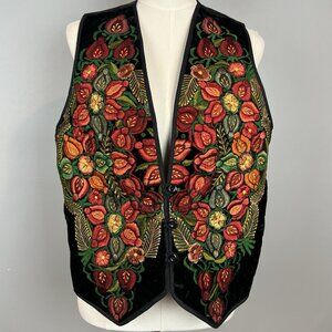 Arizona Pizazz Embroidered Vest Guatemala Floral Size M/L 100% Cotton